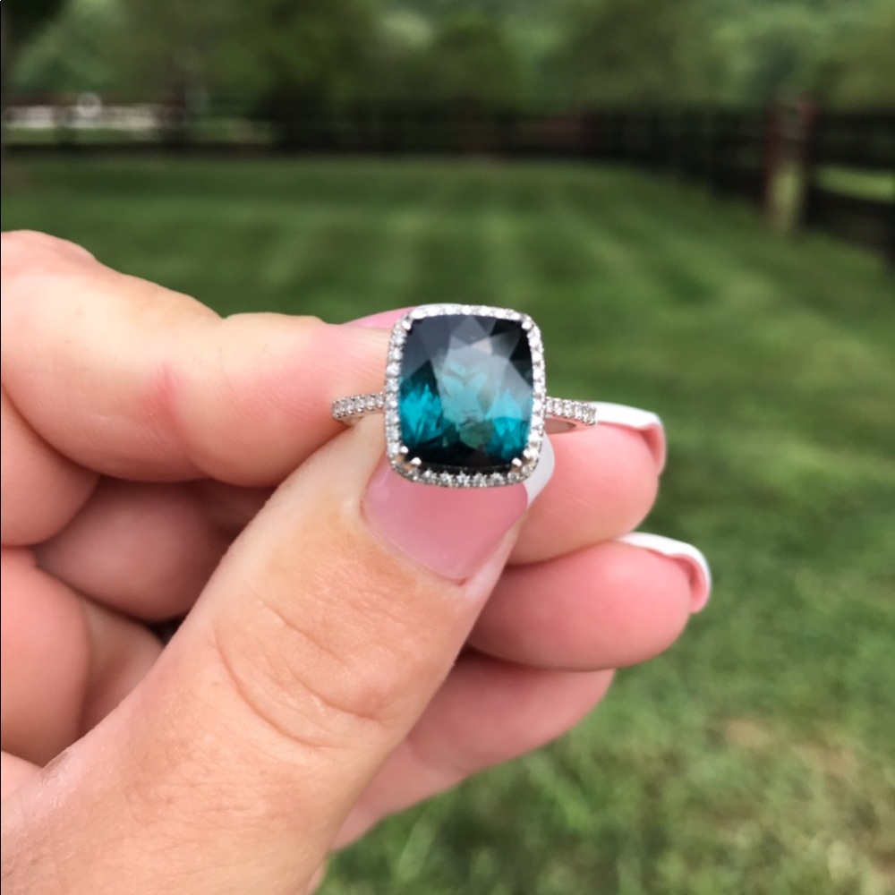 Newly appraised! Indicolite and Diamond ring!